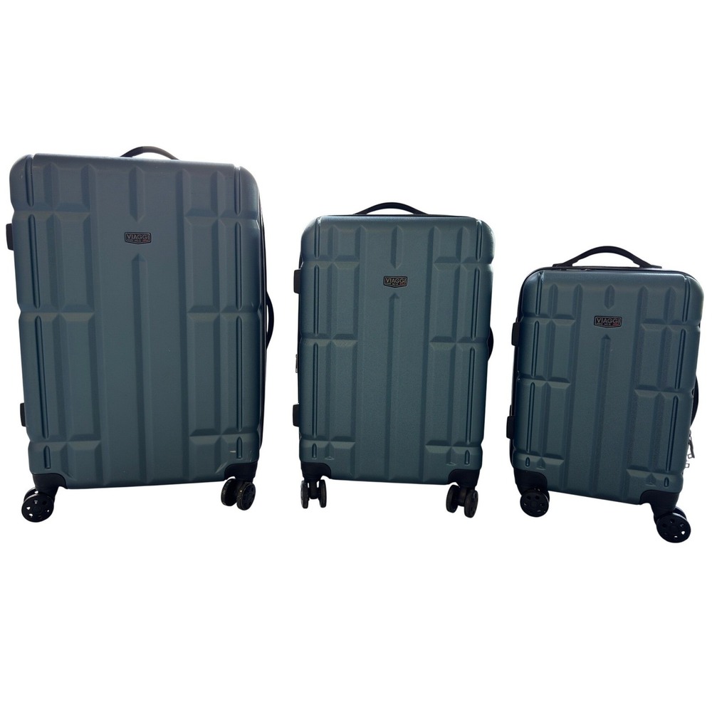 Mia Viaggi Italy 3 Piece Hardside Spinner Luggage Set Teal Blue Teal Blue Travel